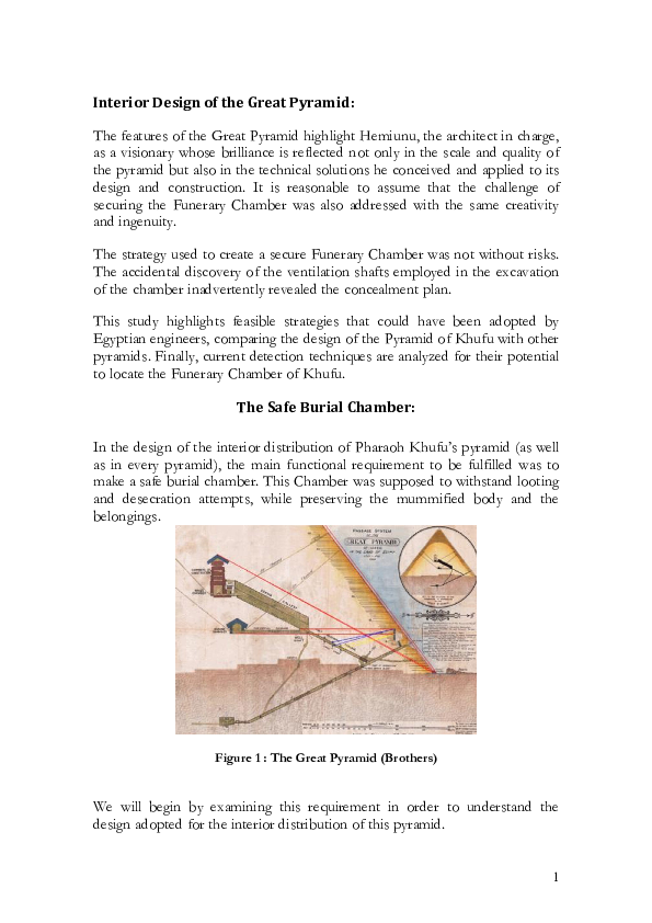 (PDF) Interior Design of the Great Pyramid: The Secret Burial Chamber