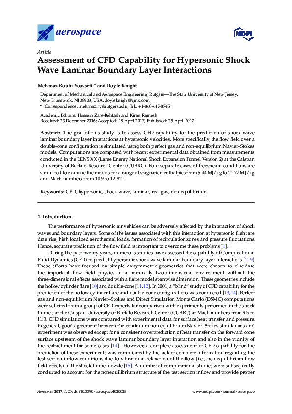 (PDF) Assessment of CFD Capability for Hypersonic Shock Wave Boundary ...