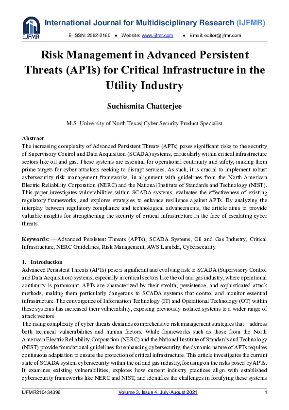 (PDF) Risk Management in Advanced Persistent Threats (APTs) for ...