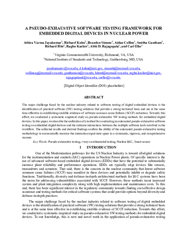 (PDF) A Pseudo-Exhaustive Software Testing Framework for Embedded ...