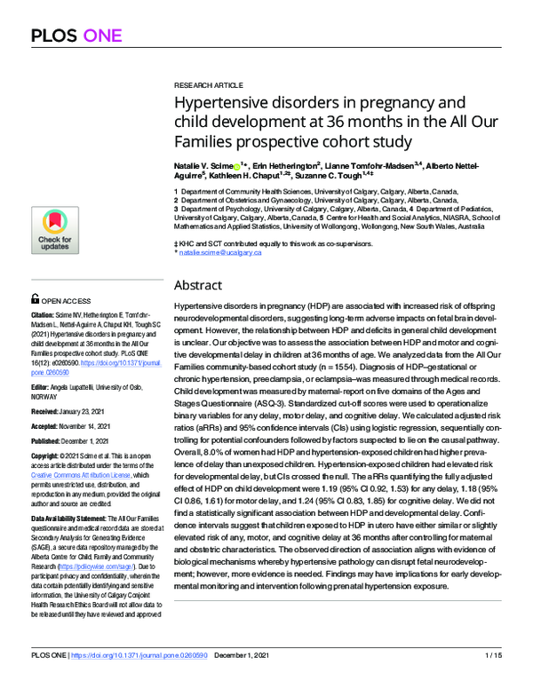 (PDF) Hypertensive disorders in pregnancy and child development at 36 ... - Pregnacy And Kids Development Sleep Disorder