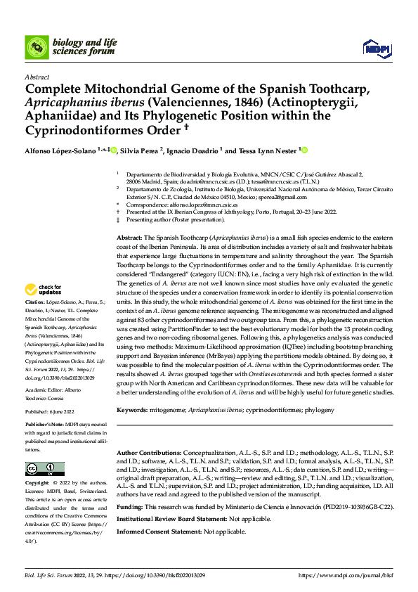 (PDF) Complete Mitochondrial Genome of the Spanish Toothcarp ...