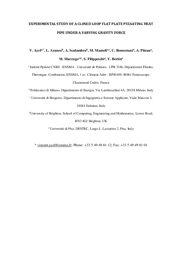 (PDF) Experimental study of a closed loop flat plate pulsating heat ...