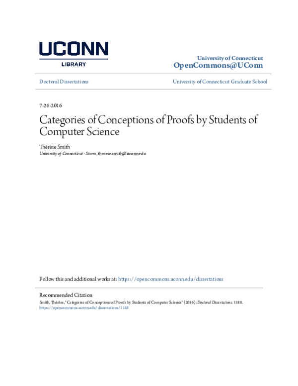 (PDF) Categories of Conceptions of Proofs by Students of Computer Science