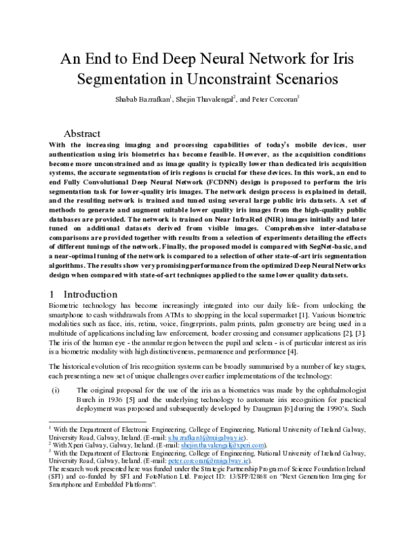 (PDF) An end to end Deep Neural Network for iris segmentation in ...