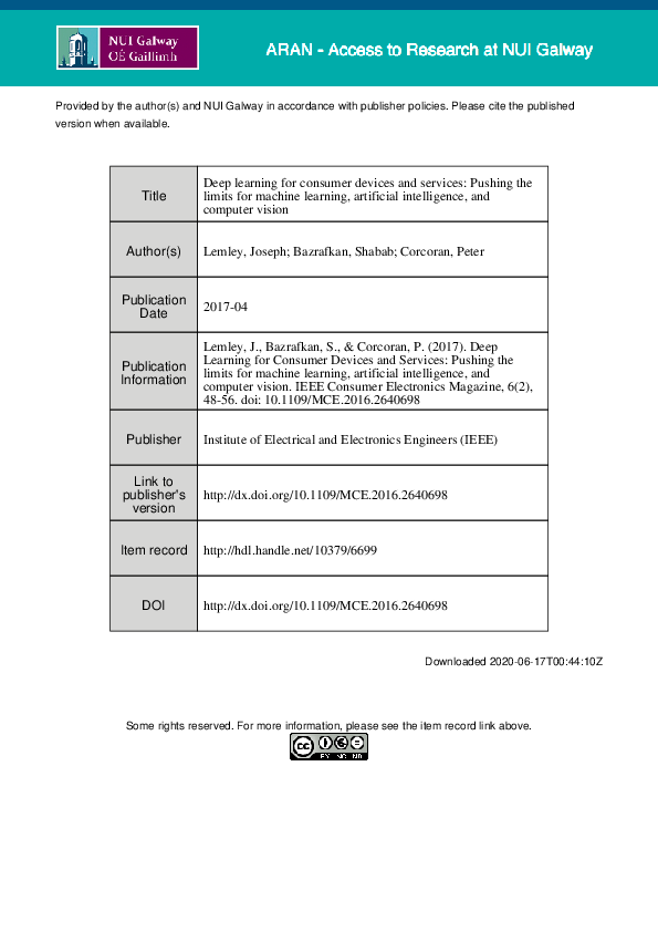 (PDF) Deep Learning for Consumer Devices and Services: Pushing the ...