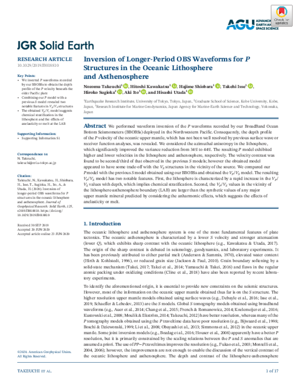 (PDF) Inversion of Longer‐Period OBS Waveforms for P Structures in the ...
