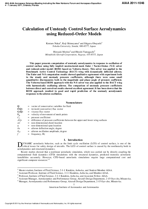 (PDF) Calculation of Unsteady Control Surface Aerodynamics using ...