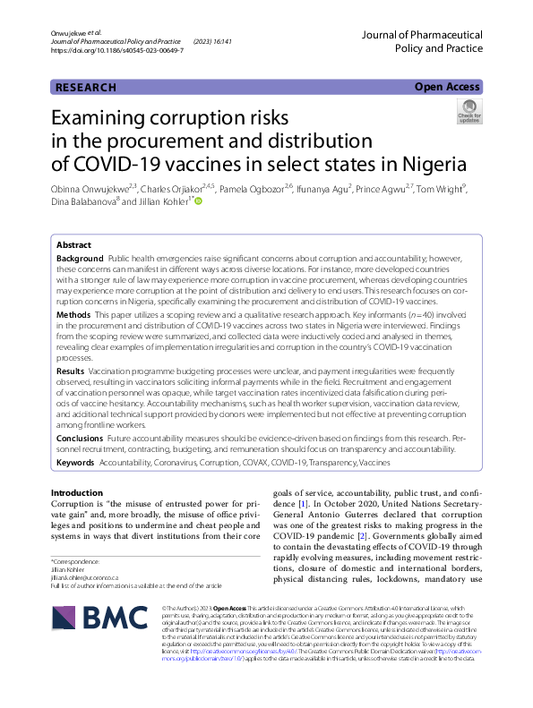 (PDF) Examining corruption risks in the procurement and distribution of ...