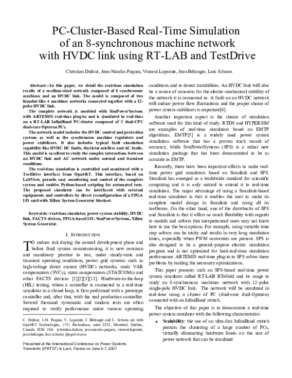 (PDF) PC-Cluster-Based Real-Time Simulation of an 8 synchronous ...