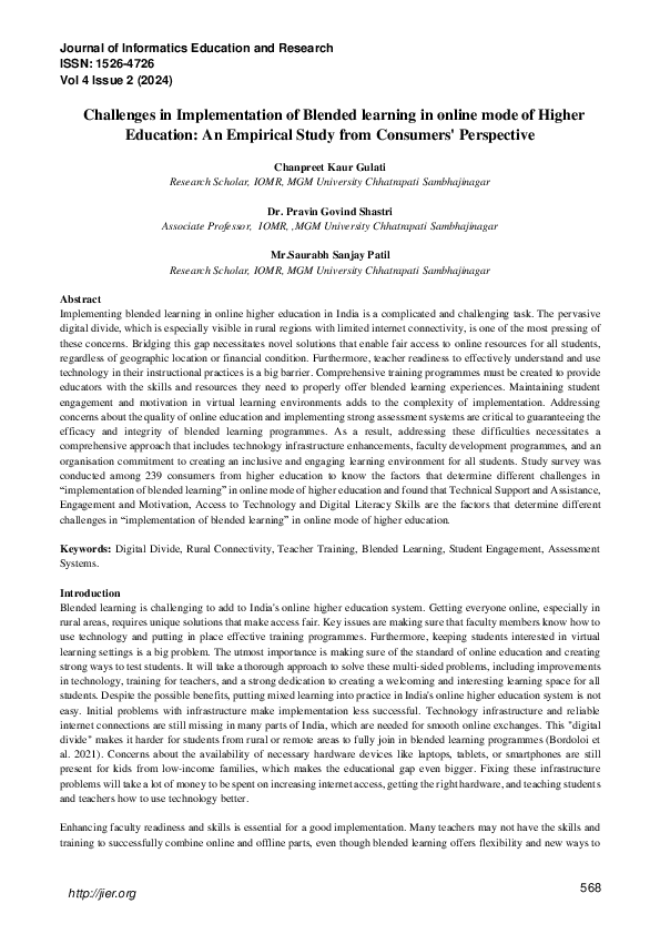 (PDF) Challenges in Implementation of Blended learning in online mode ...