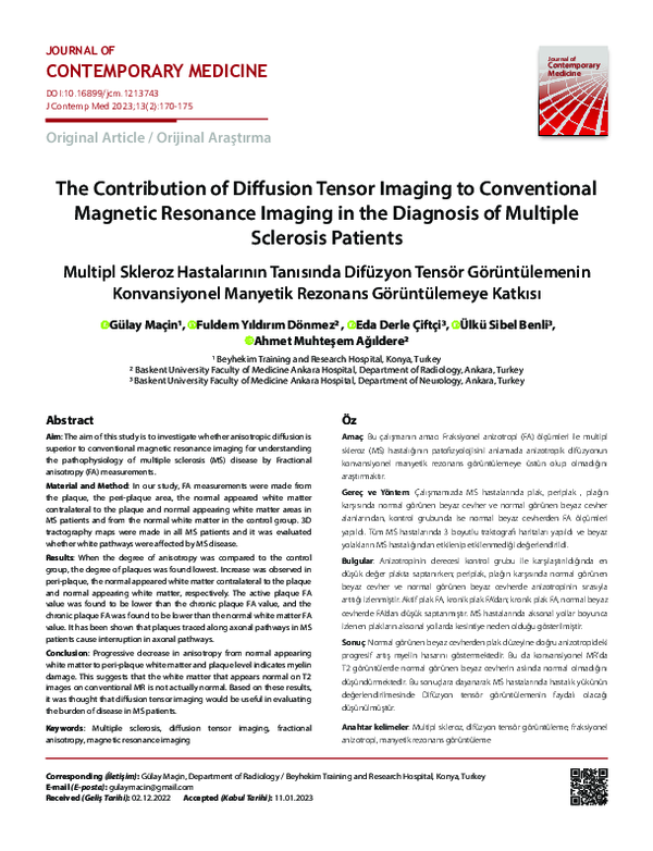 (PDF) The Contribution of Diffusion Tensor Imaging to Conventional ...
