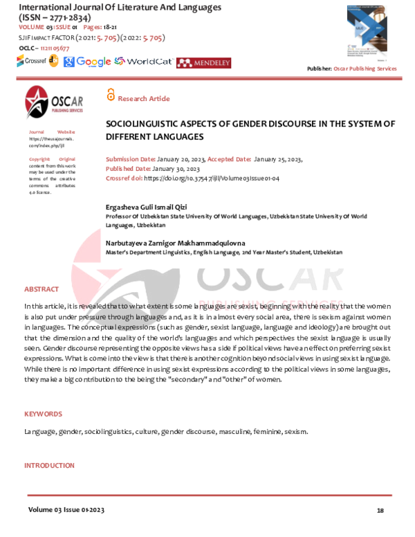 (PDF) International Journal Of Literature And Languages