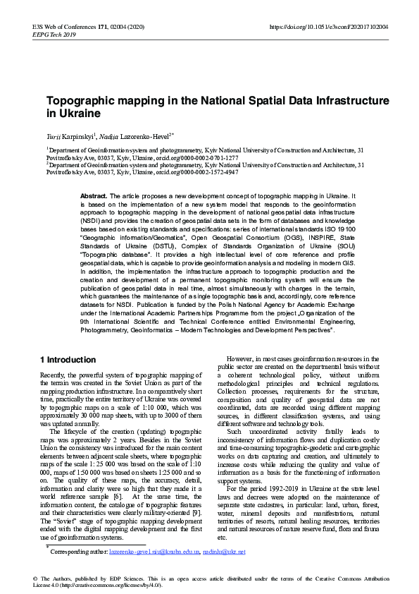 (PDF) Topographic mapping in the National Spatial Data Infrastructure ...