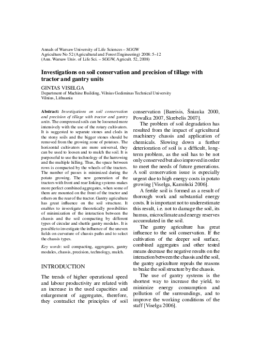 (PDF) Investigations on soil conservation and precision of tillage with ...