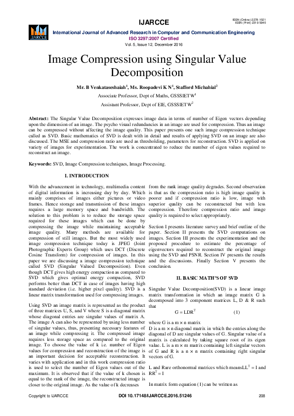 (PDF) Image Compression using Singular Value Decomposition