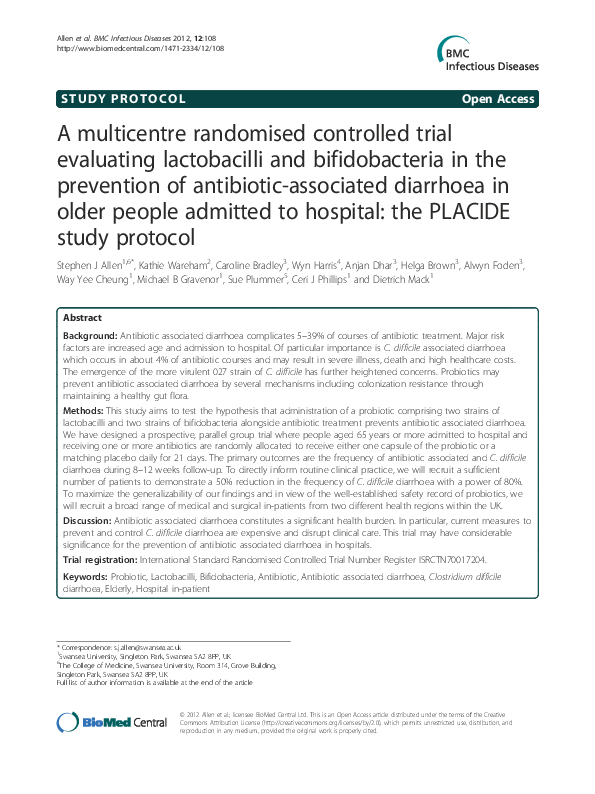(PDF) A multicentre randomised controlled trial evaluating lactobacilli ...