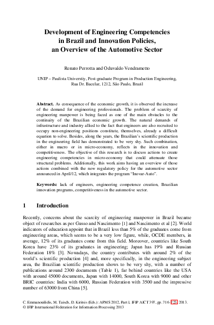 (PDF) Development of Engineering Competencies in Brazil and Innovation ...