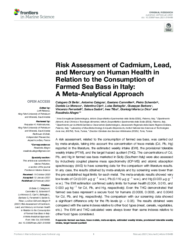 (PDF) Risk Assessment of Cadmium, Lead, and Mercury on Human Health in ...