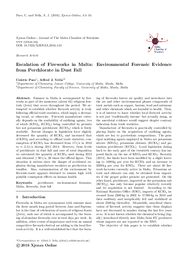 (PDF) Escalation of fireworks in Malta : environmental forensic ...
