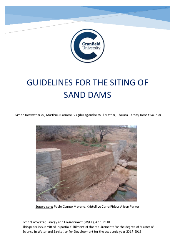 (PDF) Guidelines for the Siting of Sand Dams
