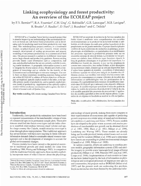 (PDF) Linking ecophysiology and forest productivity: An overview of the ...