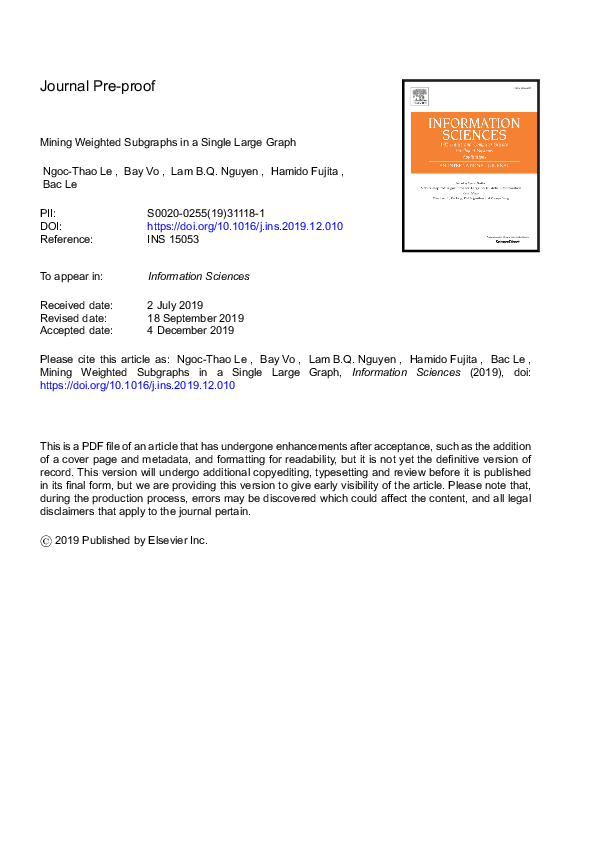 (PDF) Mining weighted subgraphs in a single large graph