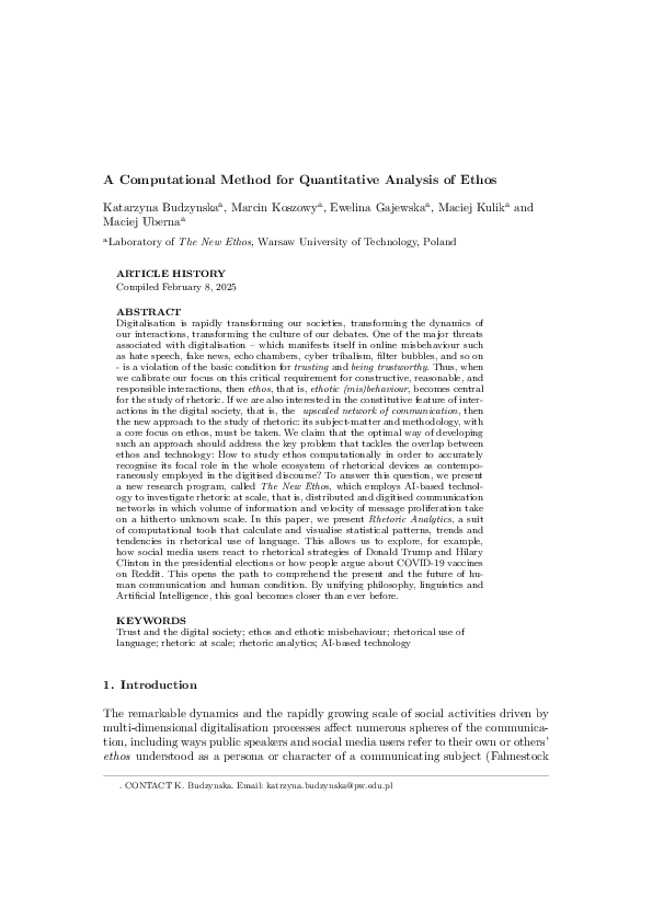 (PDF) A Computational Method for Quantitative Analysis of Ethos