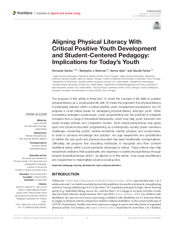 (PDF) Aligning Physical Literacy With Critical Positive Youth ...