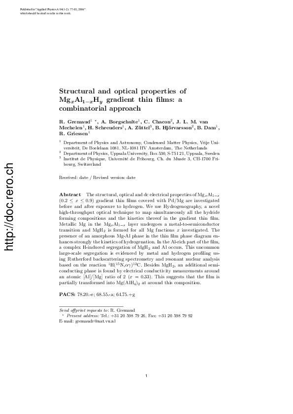 (PDF) Structural and optical properties of MgxAl1-xHy gradient thin ...