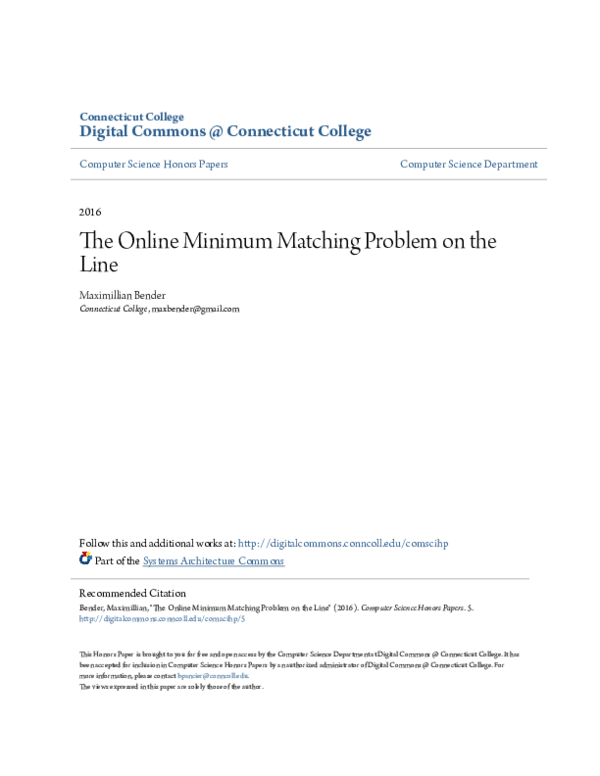 (PDF) Lowerbounds for the online minimum matching problem on the line