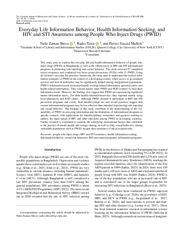 (PDF) Everyday Life Information Behavior, Health Information Seeking ...
