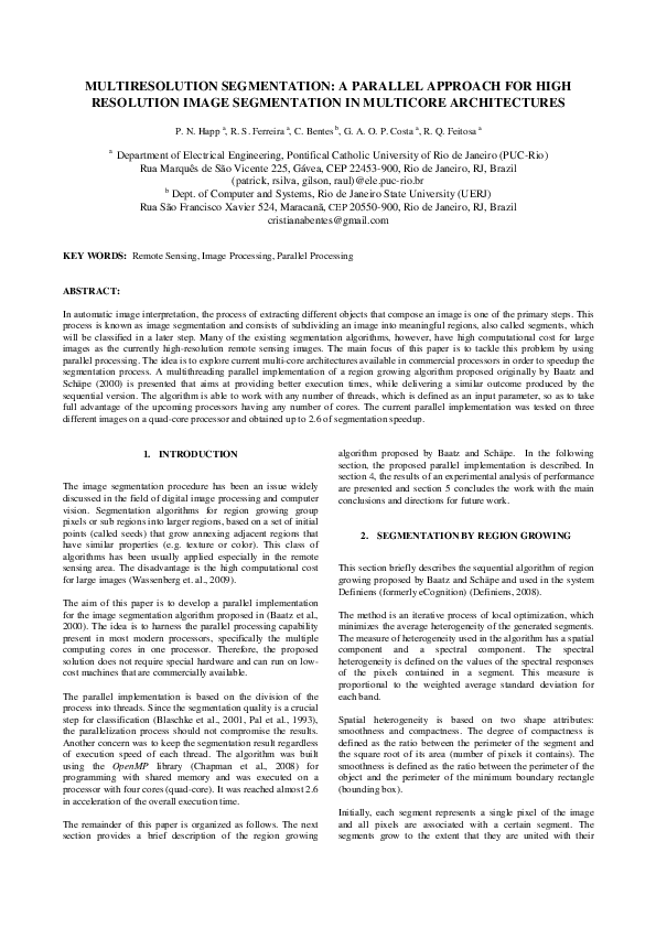 (PDF) Multiresolution segmentation: a parallel approach for high ...