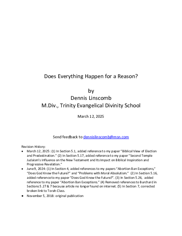 (PDF) Does Everything Happen for a Reason?