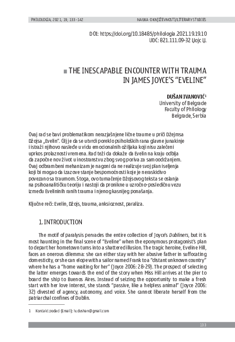 (PDF) The Inescapable Encounter with Trauma in James Joyce’s “Eveline”