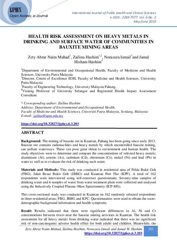 (PDF) Health Risk Assessment on Heavy Metals in Drinking and Surface ...