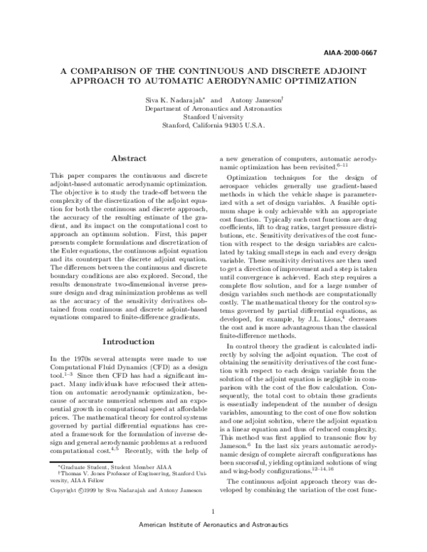 (PDF) A comparison of the continuous and discrete adjoint approach to ...