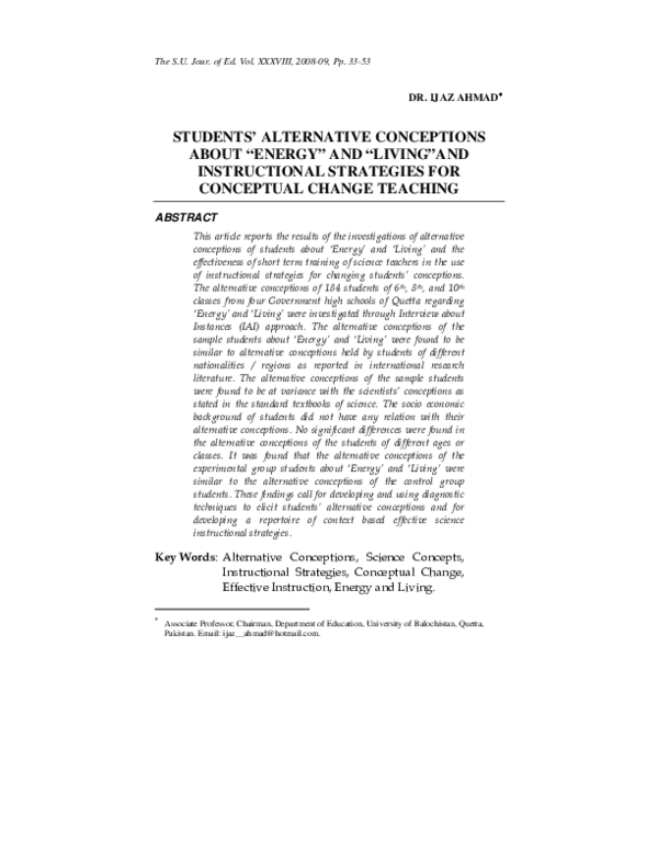 (PDF) Students’ Alternative Conceptions About “Energy” and “Living”And ...