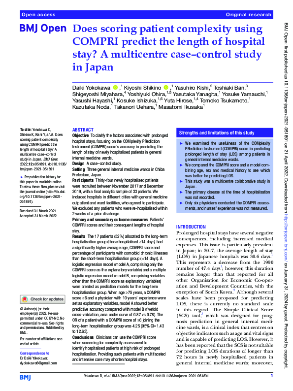 (PDF) Does scoring patient complexity using COMPRI predict the length ...
