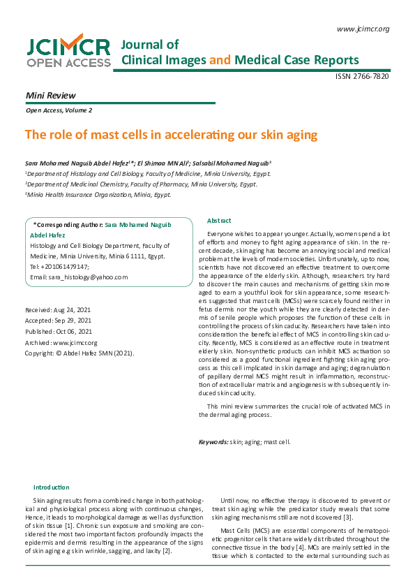 (PDF) The role of mast cells in accelerating our skin aging
