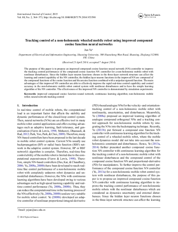 (PDF) Tracking Control of Nonholonomic Wheeled Mobile Robot Based on ...