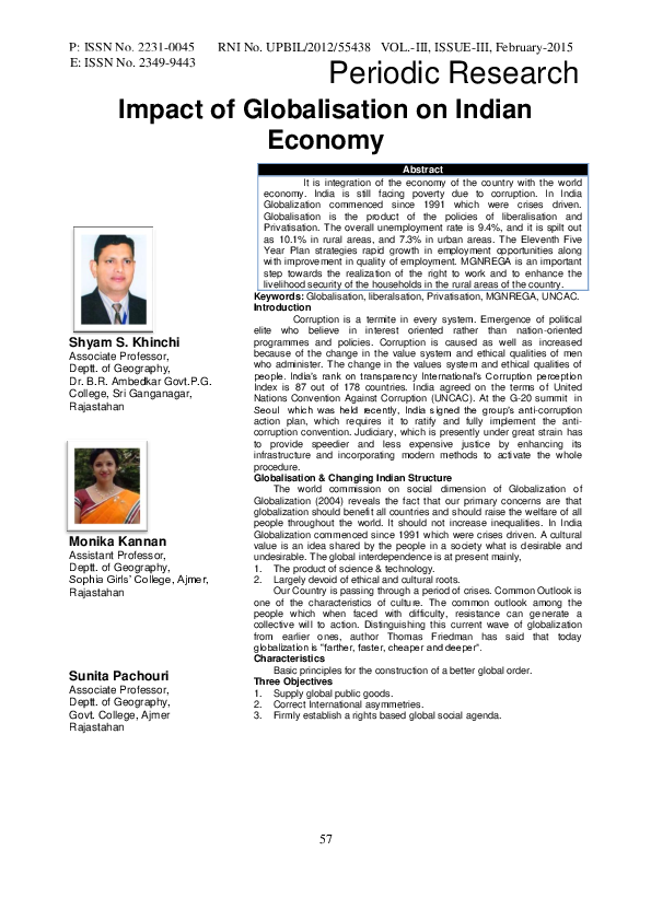 (PDF) Impact of Globalisation on Indian Economy