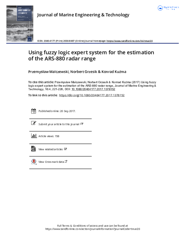 (PDF) Using fuzzy logic expert system for the estimation of the ARS-880 ...