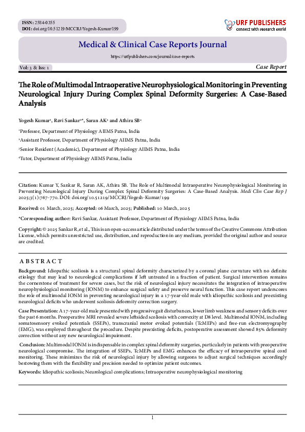 (PDF) The Role of Multimodal Intraoperative Neurophysiological ...