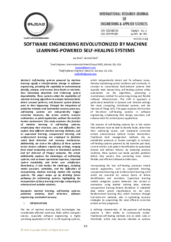 (PDF) SOFTWARE ENGINEERING REVOLUTIONIZED BY MACHINE LEARNING-POWERED ...