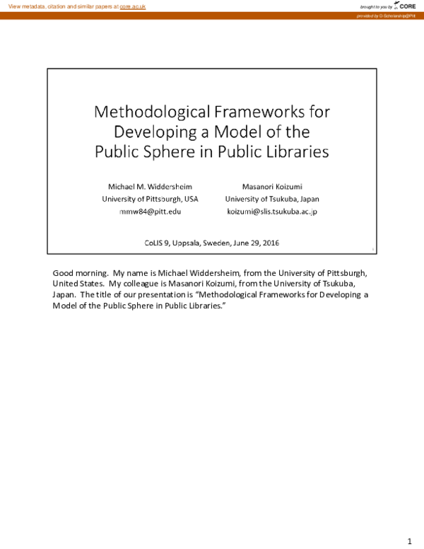 (PDF) Methodological Frameworks for Developing a Model of the Public ...