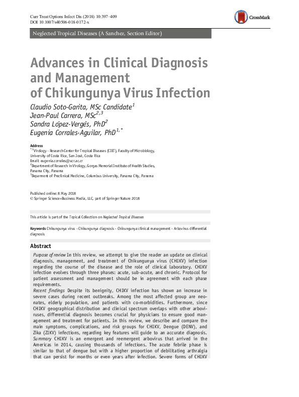 (PDF) Advances in Clinical Diagnosis and Management of Chikungunya ...