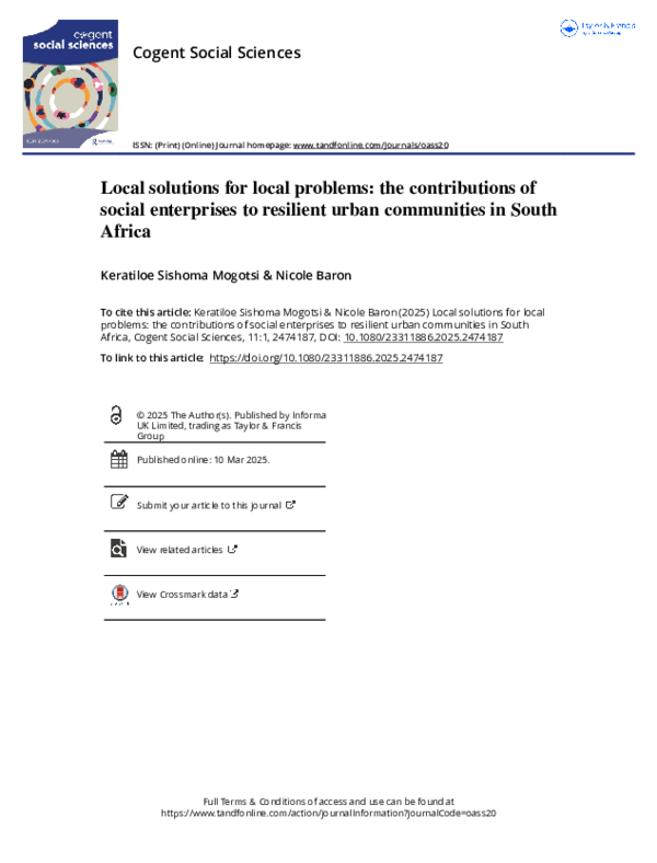 (PDF) Local solutions for local problems: the contributions of social ...