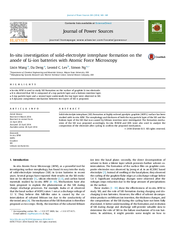 Pdf In Situ Investigation Of Solid Electrolyte Interphase Formation
