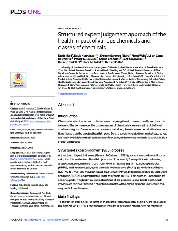 (PDF) Structured expert judgement approach of the health impact of ...